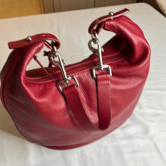 Ralph Lauren red sexy Jackie hobo shoulder bag all new-buck buttery leather zip - Picture 4 of 13